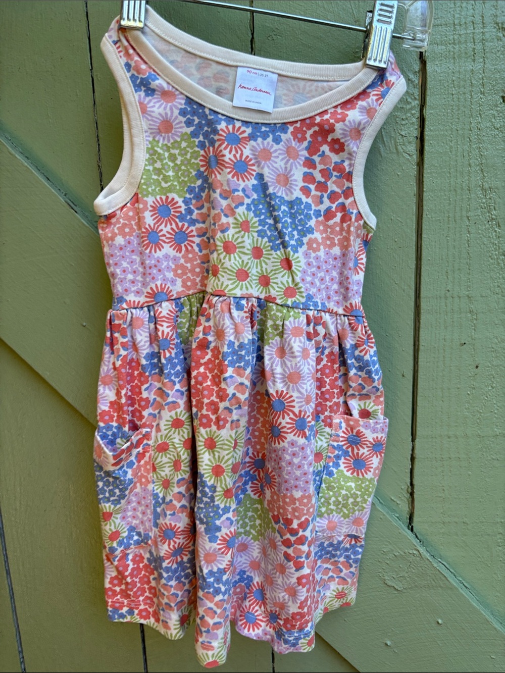 Hanna Andersson Multi-Color Floral Patchwork Tank Dress-3T